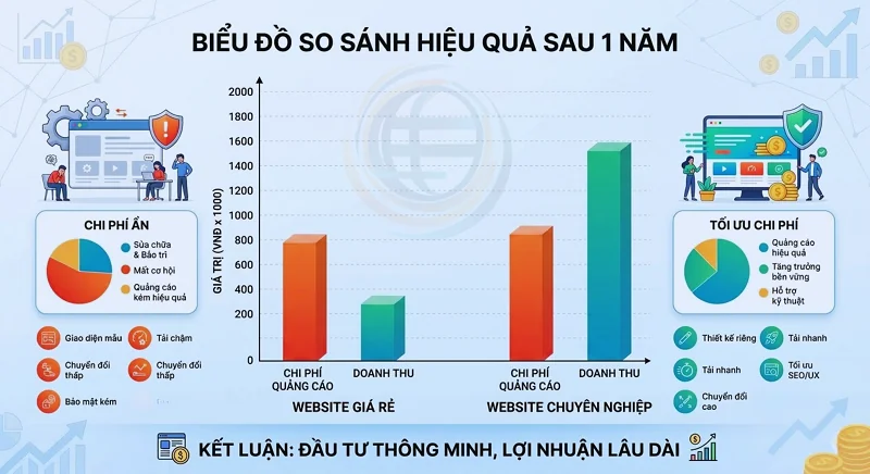 ROI so s&aacute;nh web gi&aacute; rẻ v&agrave; web chuy&ecirc;n nghiệp